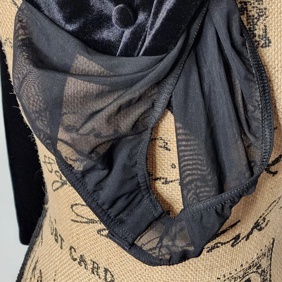 Sagaie France Vintage Womens Designer Satin Velor Tuxedo Body Suit Size 2 Black - Picture 4 of 16